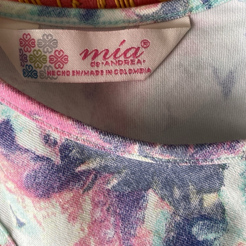 Mia De Andrea Colección Floral Print Sleeveless Dress Pink Colombian - Picture 8 of 11